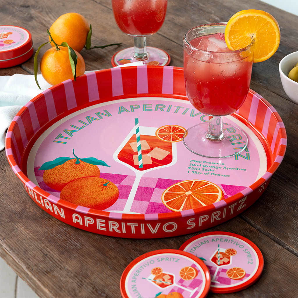round metal serving tray - aperitivo spritz