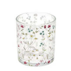 bougeoir en verre - fleurs