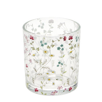 bougeoir en verre - fleurs