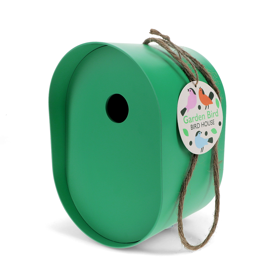 oval bamboo fibre birdhouse - green