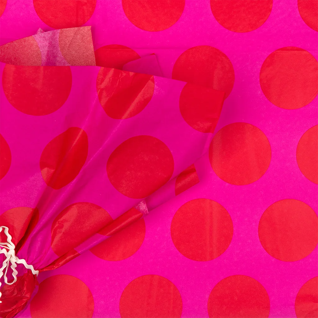 tissue paper (10 sheets) - red on pink spotlight