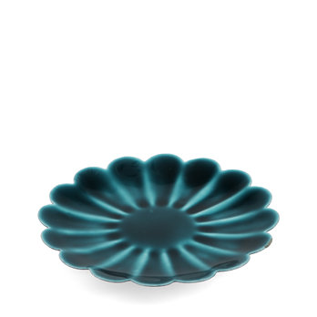 socle à bougie plat émaillé en forme de fleur (9 cm) - bleu