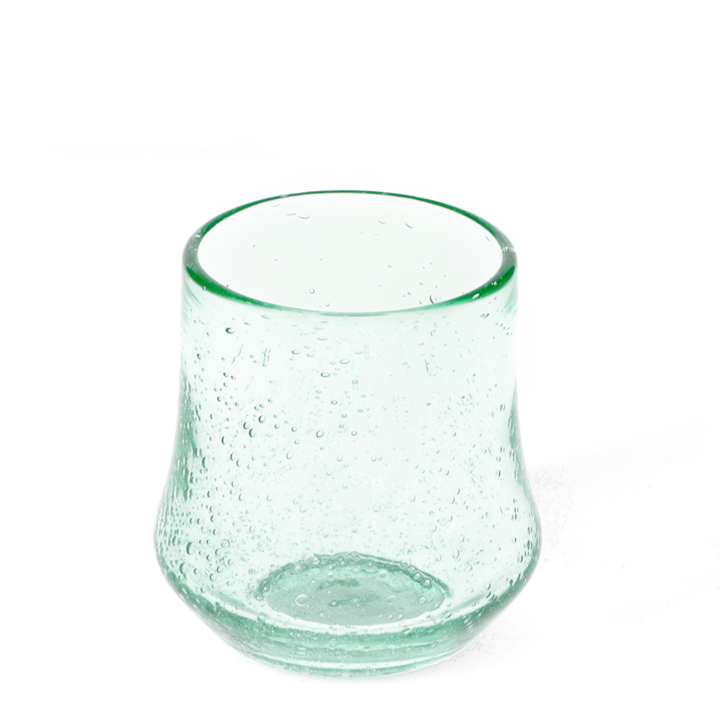hand blown bubble glass tumbler 300ml - blue
