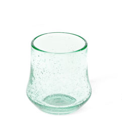 hand blown bubble glass tumbler 300ml - blue
