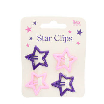 star hair clips (set of 4) - pink and purple