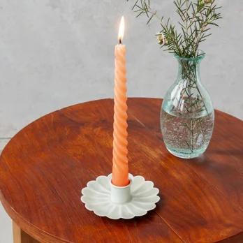 enamel flat flower candle holder - light grey enamel flat flower candle holder - light grey
