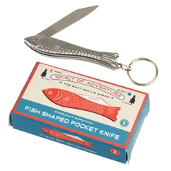 fish shaped pocket knife keyring - spirit of adventure