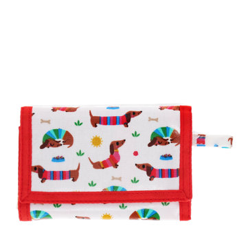 children's wallet - sunny sausage dog