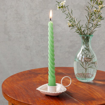 enamel heart-shaped chamberstick candle holder - pink