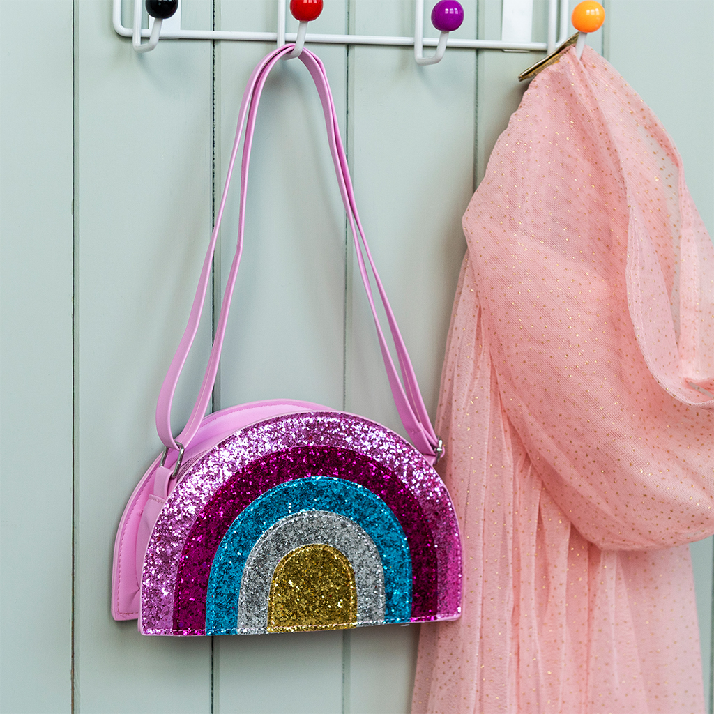 glitter handbag - rainbow