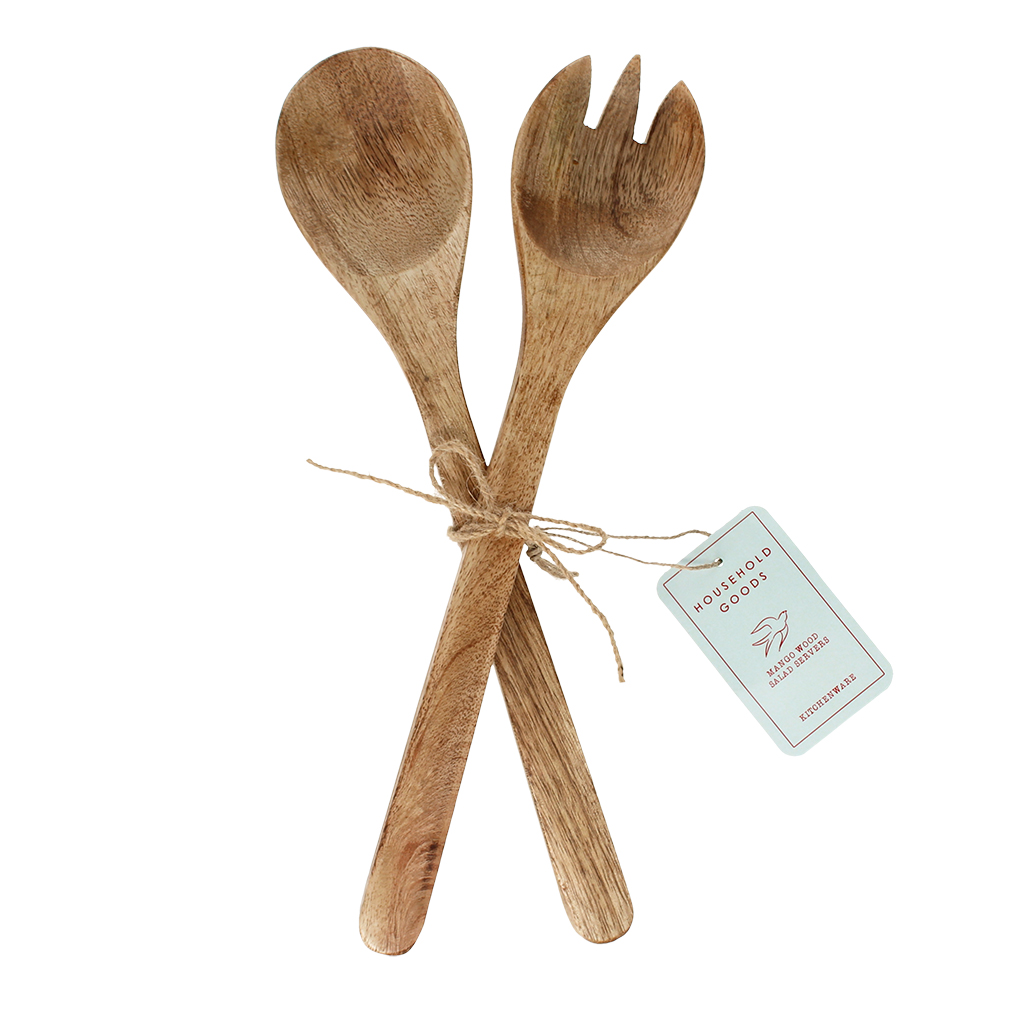 mango wood salad server set