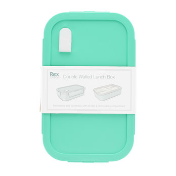 double wall lunch box with divider - aqua