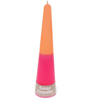 tall two-colour cone candle - pink-orange