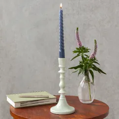 enamel candlestick (19cm) - light grey