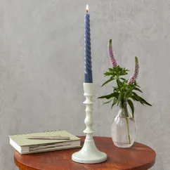 enamel candlestick (19cm) - light grey enamel candlestick (19cm) - light grey