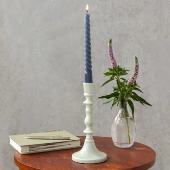 enamel candlestick (19cm) - light grey enamel candlestick (19cm) - light grey