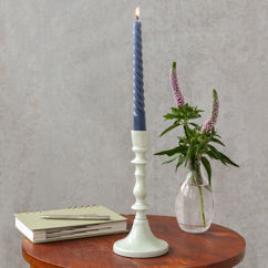 bougeoir en émail (19cm) - gris clair