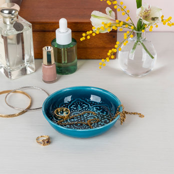 enamel trinket dish (10cm) - blue