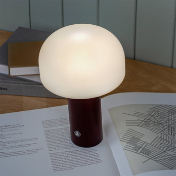 tischlampe in pilzform mit usb-ladefunktion - braun