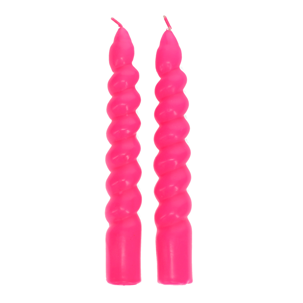 twisted candles (pack of 2) - bright pink