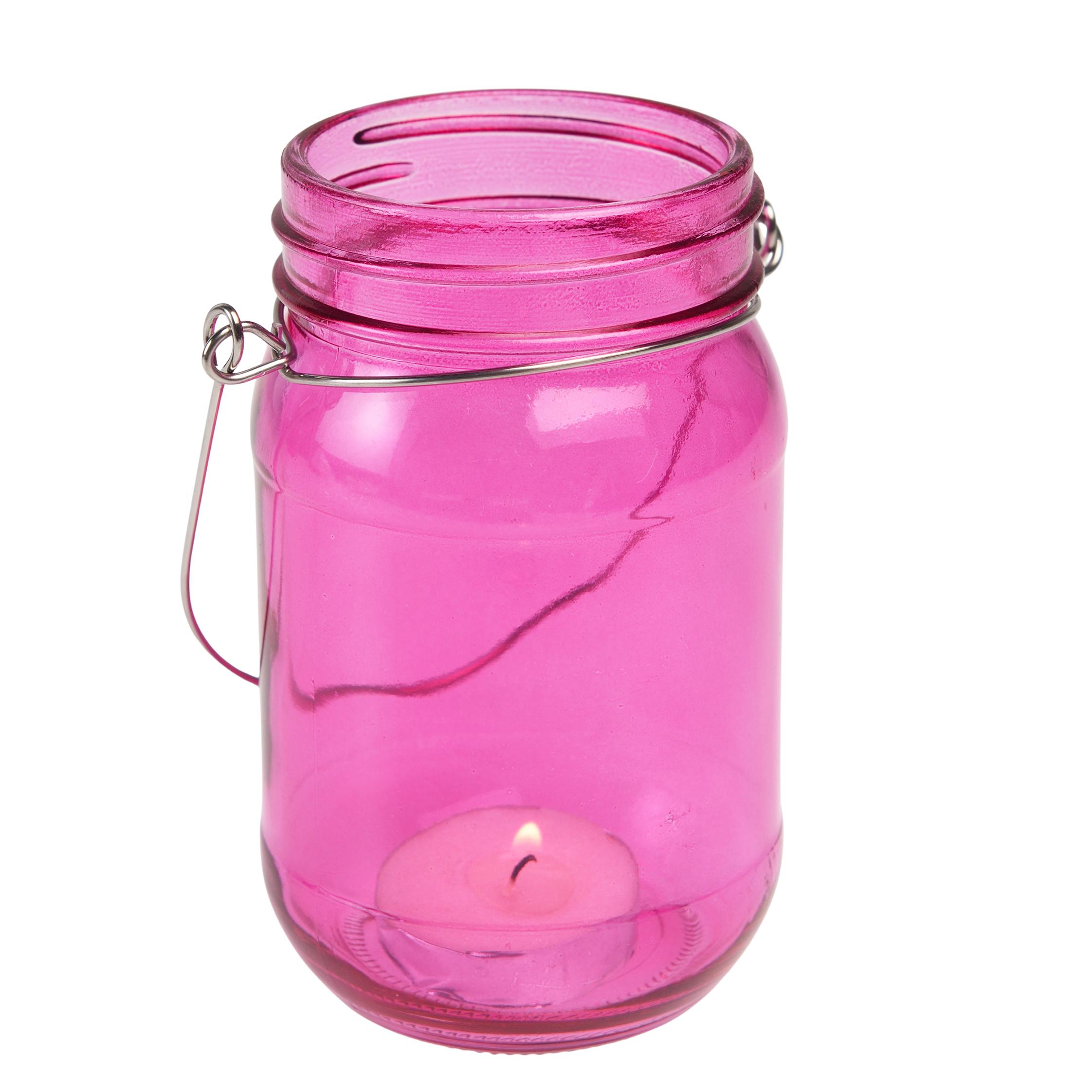 jam jar tealight holder - pink