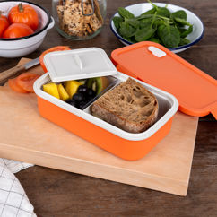 doppelwandige lunchbox mit trennwand - orange