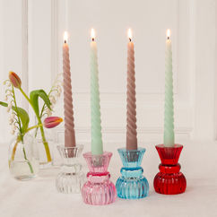 twisted candles (pack of 4) - mint green and taupe