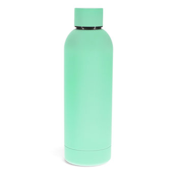 rubber coated steel bottle 500ml - mint green