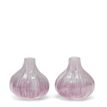 ceramic salt and pepper shakers - garlic