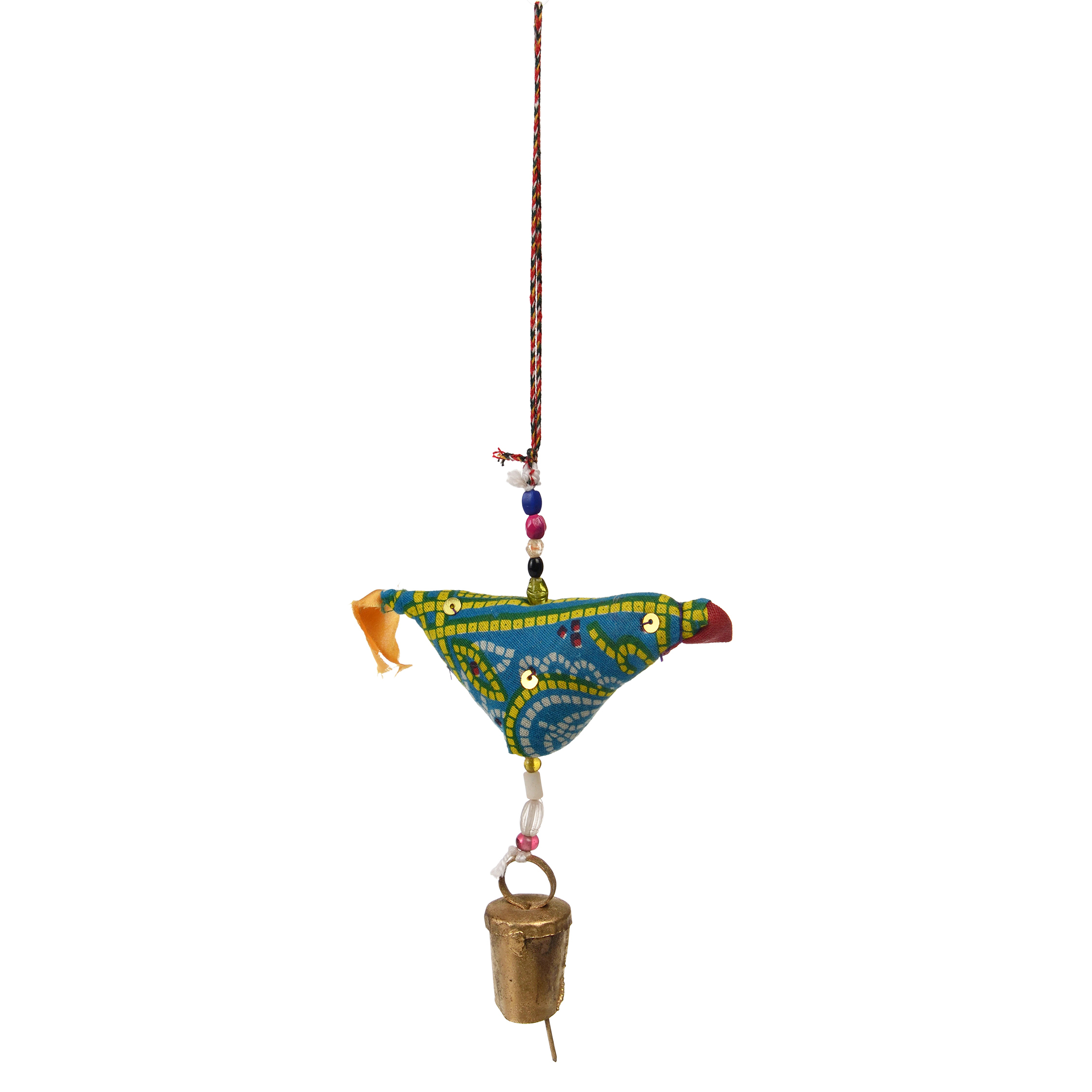 bird with bell recycled cloth hanging decoration