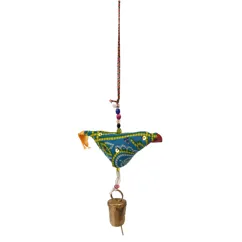 bird with bell recycled cloth hanging decoration bird with bell recycled cloth hanging decoration