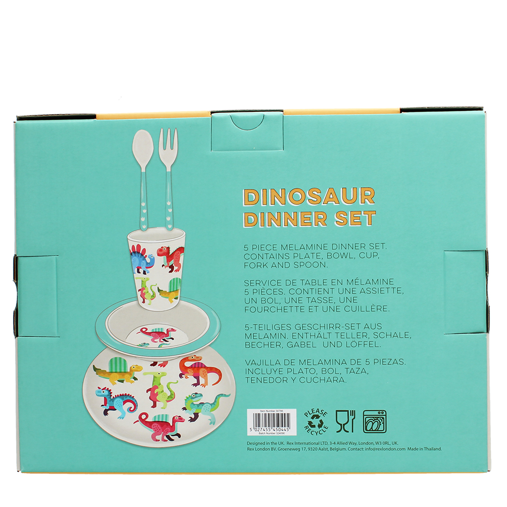children's melamine dinner set (5 pieces) - baby dinos
