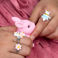 jolies bagues (lot de 3) - lapin, chat et fleur