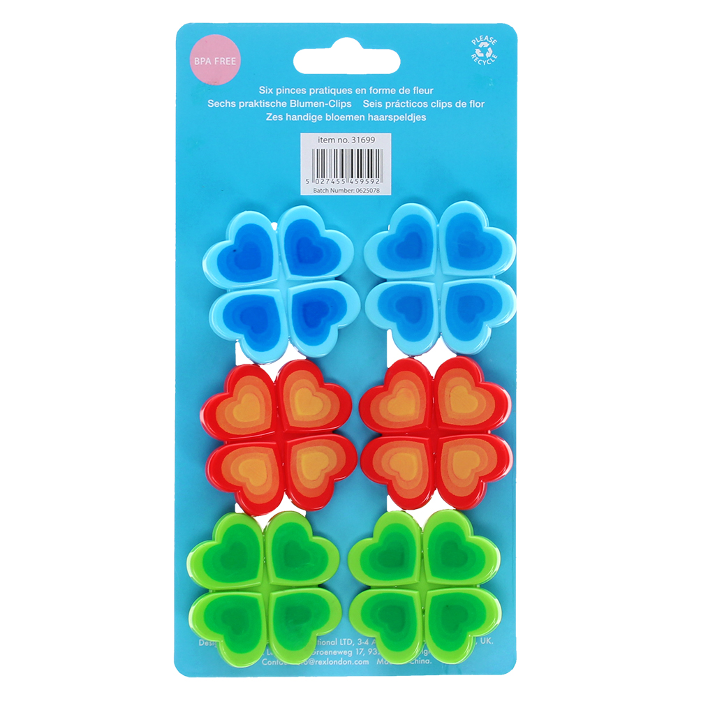 bag clips (set of 6) - flower