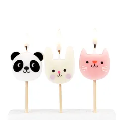 party cake candles (set of 6) - miko and friends