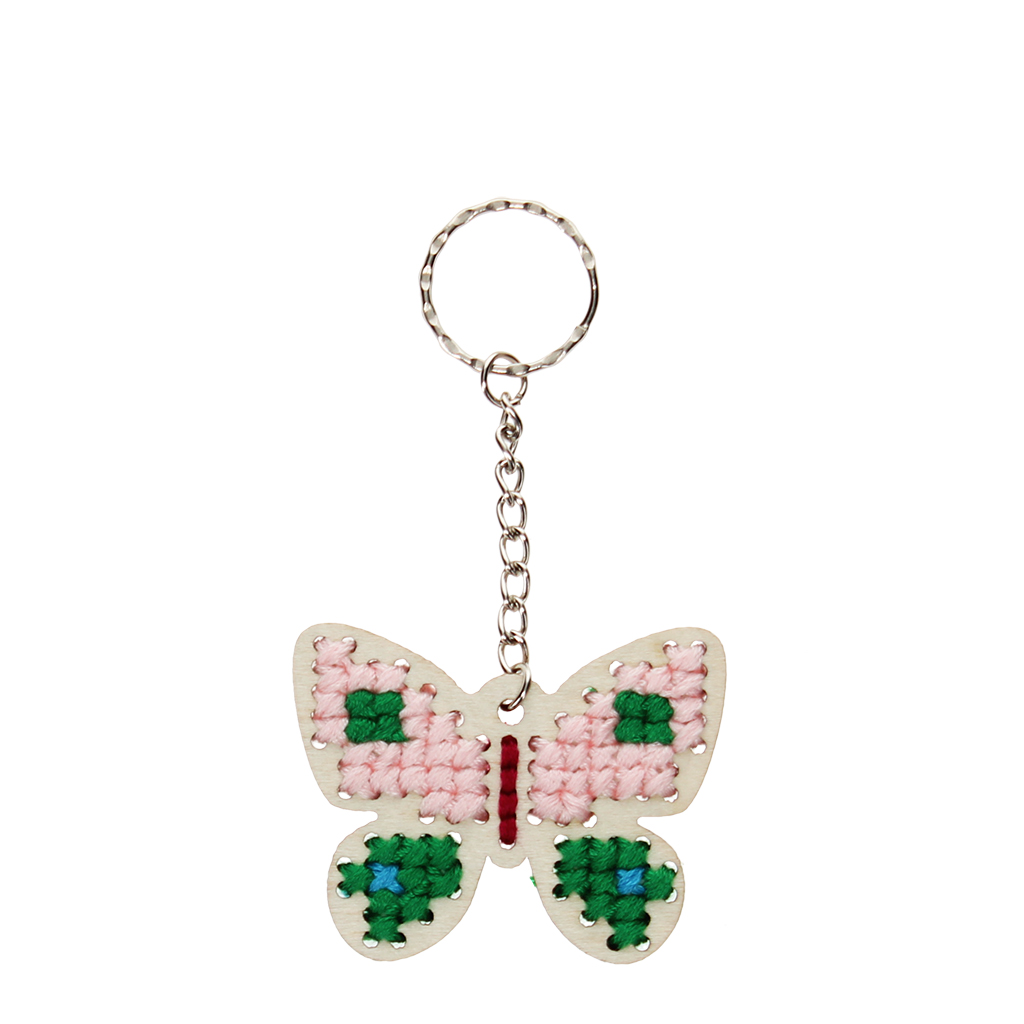 stitch your own wooden keyring - butterfly