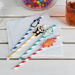 party straws (pack of 4) - party animals party straws (pack of 4) - party animals