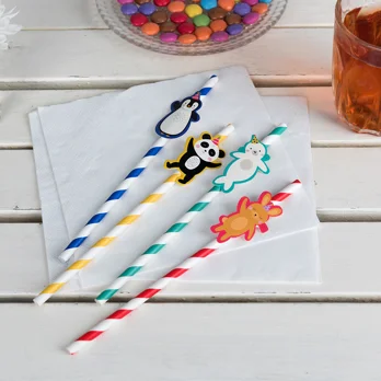 party straws (pack of 4) - party animals party straws (pack of 4) - party animals