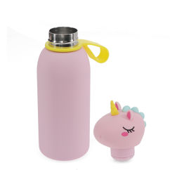 children's animal head drinks bottle 350ml - unicorn