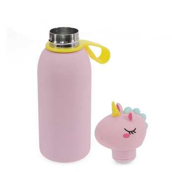 children's animal head drinks bottle 350ml - unicorn