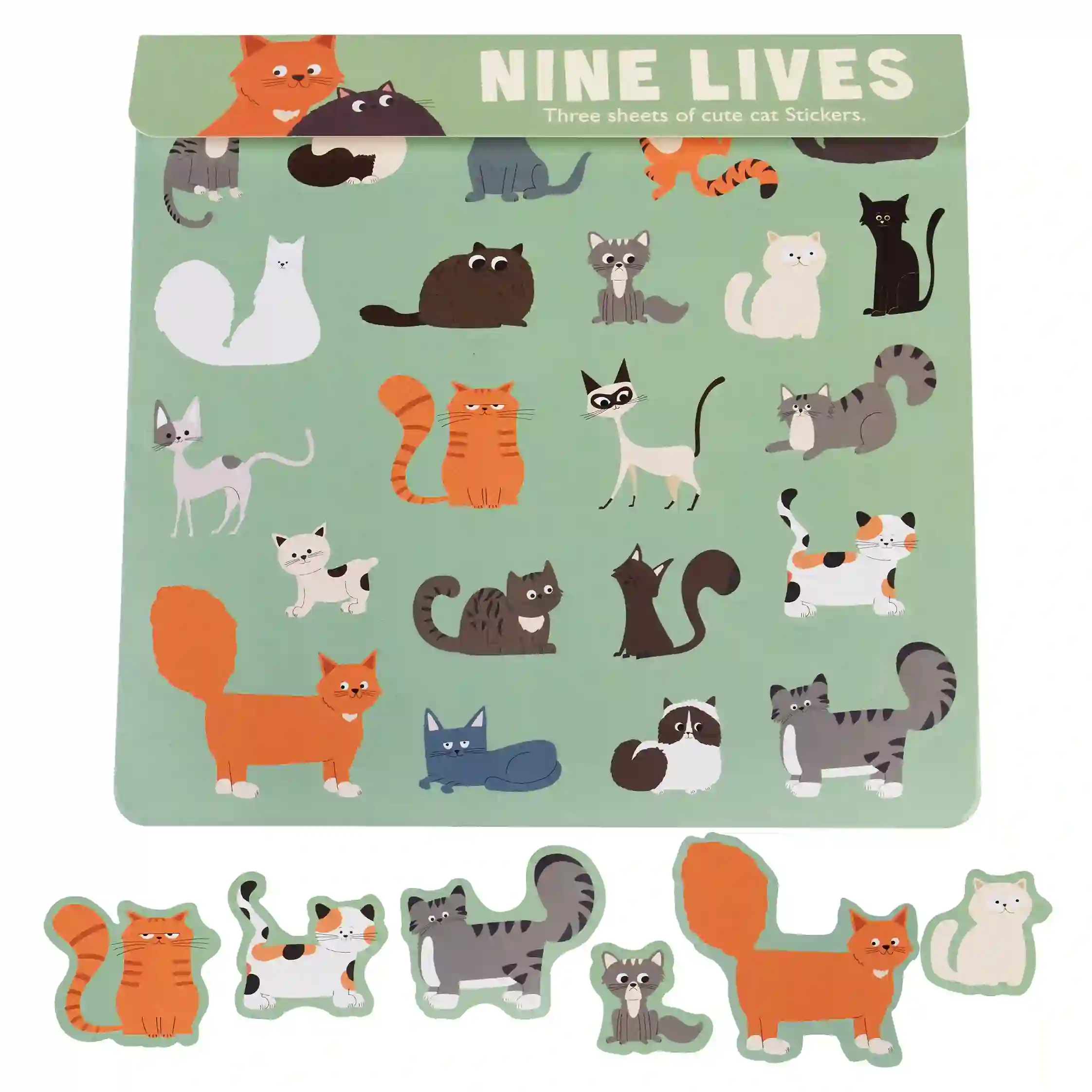 conjunto de 3 hojas de pegatinas nine lives