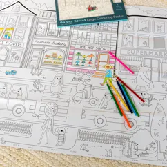 großes ausmalposter mit buntstiften - on our street großes ausmalposter mit buntstiften - on our street