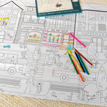großes ausmalposter mit buntstiften - on our street großes ausmalposter mit buntstiften - on our street