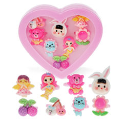 cute rings in a heart box (set of 8)