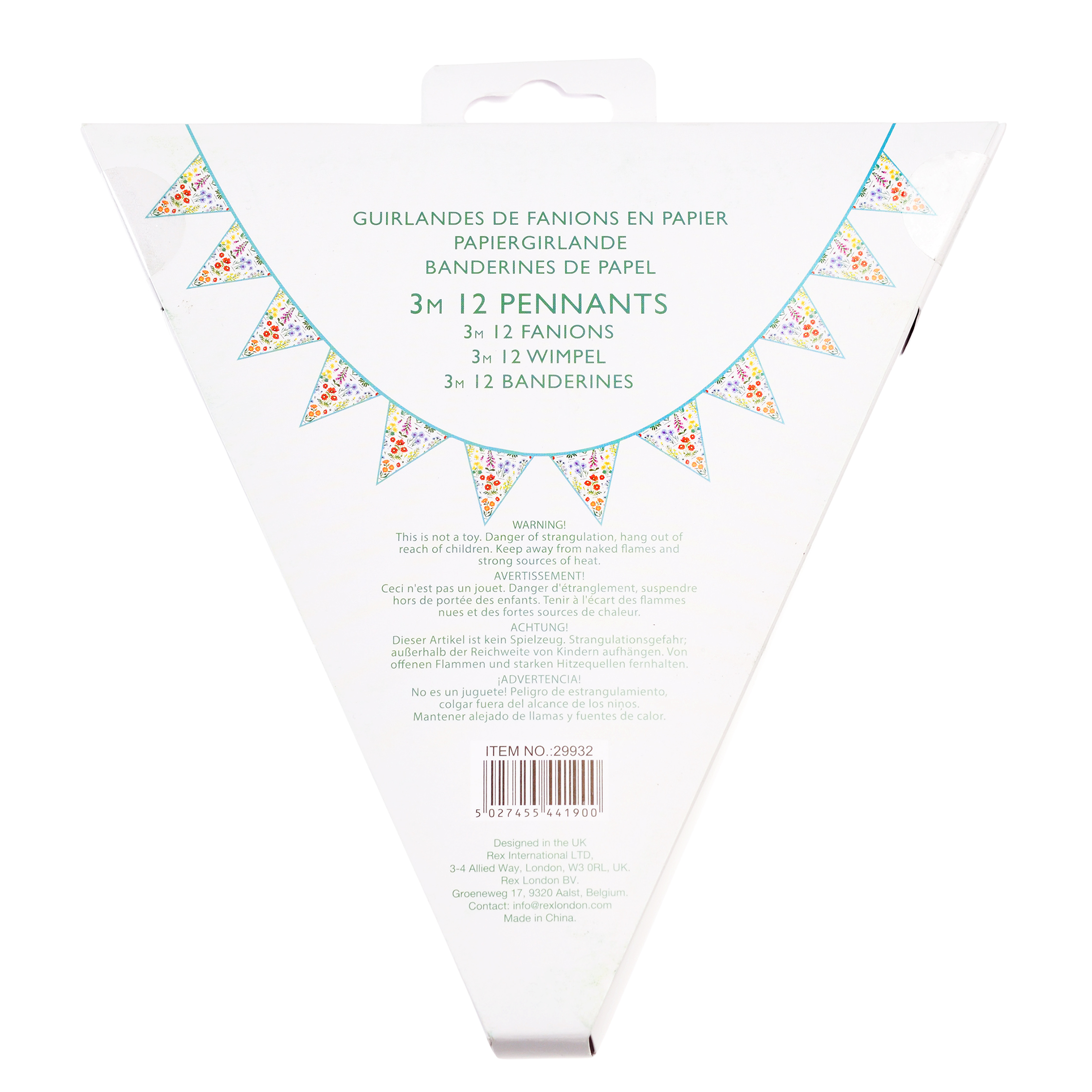 paper bunting (3 metres) - wild flowers