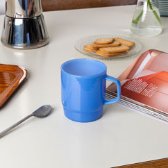 stacking glass coffee cup 280ml - milky blue