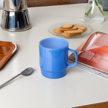 tasse à café empilable en verre 280ml - bleu laiteux