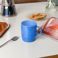 tasse à café empilable en verre 280ml - bleu laiteux