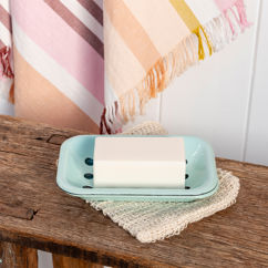 two-part enamel soap dish - green