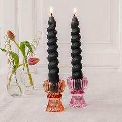 twisted candles (pack of 2) - dark grey